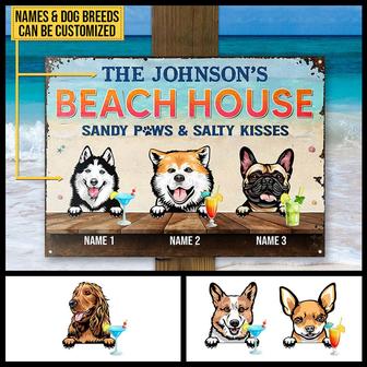 Dog Beach House Sandy Paws Custom Metal Sign - Gift for Dogs - Thegiftio UK