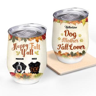 Dog Mother Fall Lover Personalized Wine Tumbler - Thegiftio UK