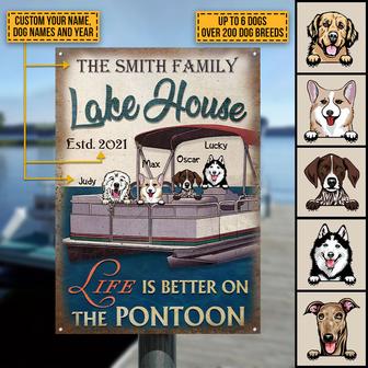 Dog Puppy Pontoon Boat Custom Metal Sign - Pet Lovers Gift - Thegiftio UK