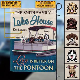 Dog Puppy Pontoon Boat Custom Flag - Gift for Pet Lovers - Thegiftio UK