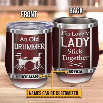 Drum Couple Stick Together Custom Wine Tumbler - Couple Gift - Thegiftio UK