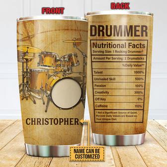 Drummer Nutritional Facts Custom Tumbler - Gift for Drummers - Thegiftio UK