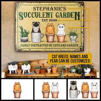 Easily Distracted By Cats Personalized Metal Sign - Thegiftio UK