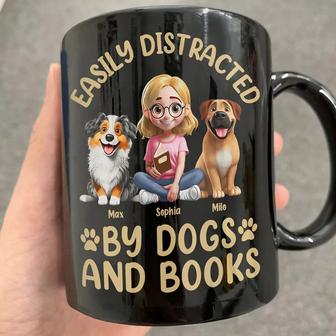 Easily Distracted By Dogs & Books Custom Mug - Thegiftio UK