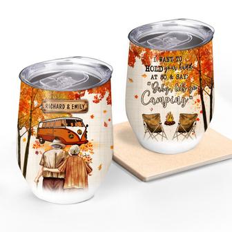 Fall Camping Old Couple Custom Tumbler - Gift for Couple - Thegiftio UK
