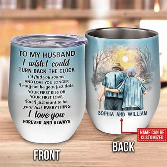 Family Old Couple Custom Wine Tumbler - Anniversary Gift - Thegiftio UK