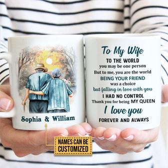 Family Old Couple To My Wife You Are The World Custom Mug - Thegiftio UK