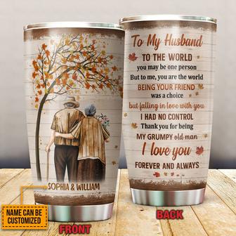 You Are The World Fall Leaves Custom Tumbler - Couple Gift - Thegiftio UK