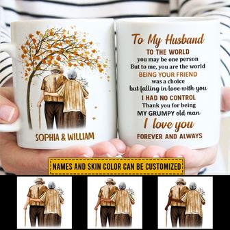 Family Old Couple You Are The World Custom Mug - Thegiftio UK