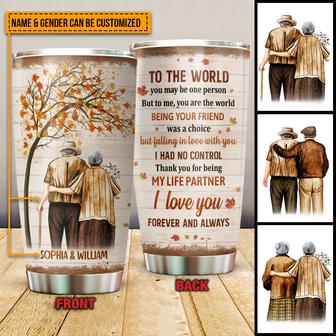 You Are The World Fall Leaves Custom Tumbler - Couples Gift - Thegiftio UK