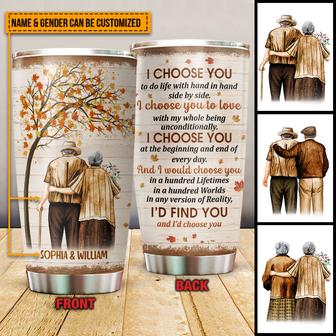 I Choose You Fall Leaves Custom Tumbler - Anniversary Gift - Thegiftio UK