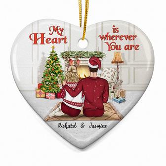 My Heart Is Wherever You Are Custom Ornament - Couples Gift - Thegiftio UK