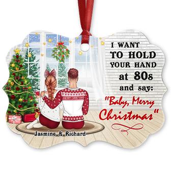 Christmas Couple Hold Your Hand Custom Ornament - Thegiftio UK