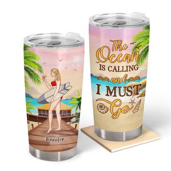 Beach Girl The Ocean Is Calling Custom Tumbler - For Her - Thegiftio UK