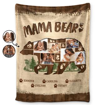 Custom Photo Mama Bear - Gift For Mother - Personalized Fleece Blanket - Thegiftio UK