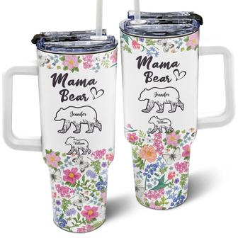 Floral Mama Bear Personalized Tumbler - Gift for Mother - Thegiftio UK