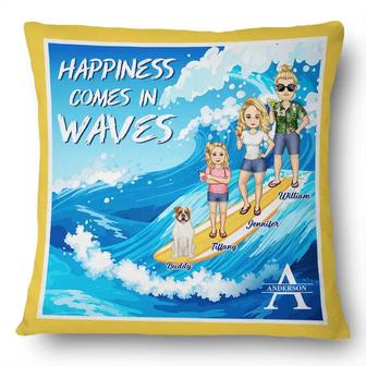 Monogram Family Comes In Waves Personalized Pillow - Thegiftio UK