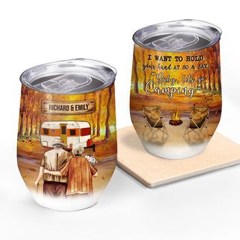 Fall Camping Couple I Want To Hold Your Hand Custom Tumbler - Thegiftio UK
