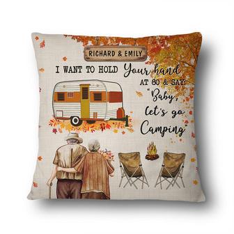 Fall Camping Old Couple Let's Go Camping Custom Pillow - Thegiftio UK