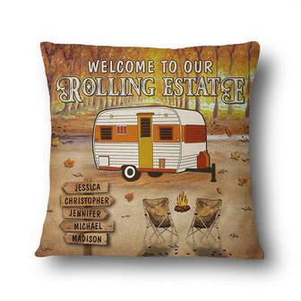 Fall Camping Welcome Our Rolling Estate Personalized Pillow - Thegiftio UK