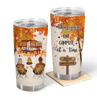Fall Camping Young Couple Making Memories Custom Tumbler - Thegiftio UK