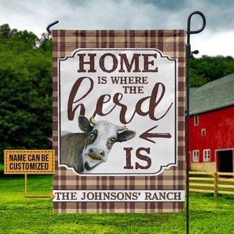 Home Is Where The Herd Is Custom Flag - Gift for Farmhouse - Thegiftio UK