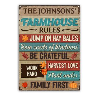 Farmhouse Rules Harvest Love Custom Metal Sign - Fall Gift - Thegiftio UK