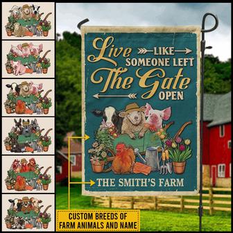Farmhouse Left The Gate Open Custom Flag - Gift for Home - Thegiftio UK