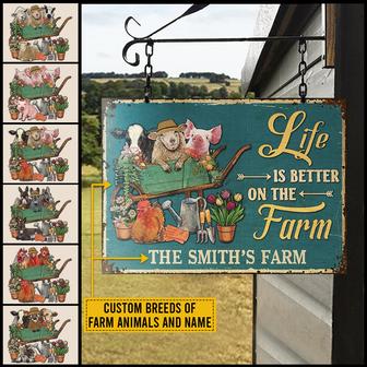 Farmhouse Green Life Is Better On The Farm Custom Metal Sign - Thegiftio UK
