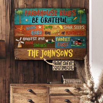 Farmhouse Rules Family First Custom Metal Sign - Family Gift - Thegiftio UK
