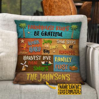 Farmhouse Rules Family First Custom Pillow - Gift for Family - Thegiftio UK