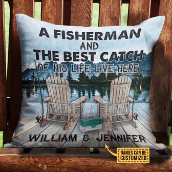 Fishing Couple A Fisherman Live Here Custom Pillow - Thegiftio UK