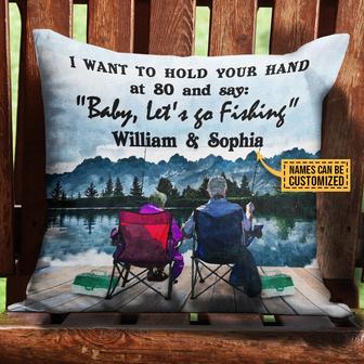 Fishing Old Couple I Want To Hold Your Hand Custom Pillow - Thegiftio UK