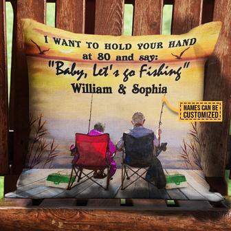 Fishing Old Couple I Want To Hold Your Hand Custom Pillow - Thegiftio UK