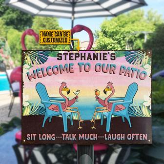 Flaming Patio Sit Long Talk Much Custom Metal Sign - Gift - Thegiftio UK