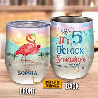 Flamingo 5 O'Clock Custom Wine Tumbler - Gift for Friends - Thegiftio UK