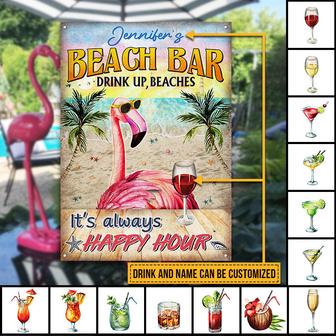 Flamingo Beach Bar Drink Up Custom Metal Sign - Gift for All - Thegiftio UK