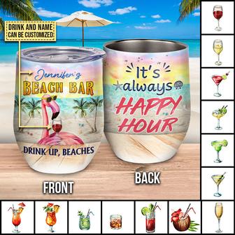 Flamingo Beach Drink Up Custom Tumbler - Gift for Friends - Thegiftio UK