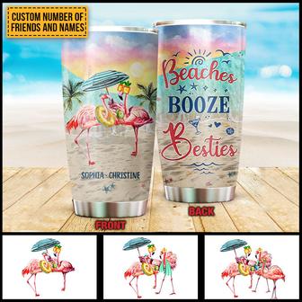 Flamingo Bestie Beaches Booze Custom Tumbler - Thegiftio UK