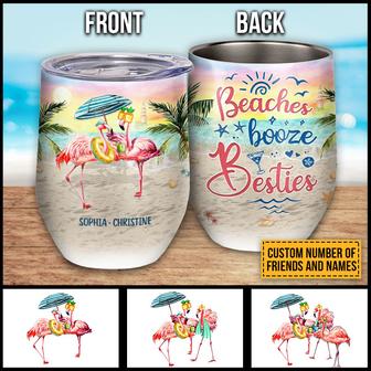 Flamingo Bestie Beaches Booze Besties Custom Tumbler - Thegiftio UK