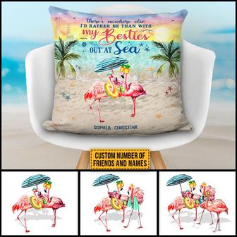 Flamingo Bestie Out At Sea Custom Pillow - Gift for Bestie - Thegiftio UK