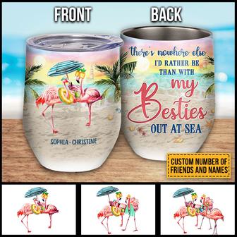 Flamingo Bestie Out At Sea Custom Tumbler - Best Friend Gift - Thegiftio UK