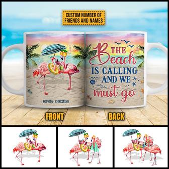 Flamingo Bestie The Beach Is Calling Custom Mug - Thegiftio UK
