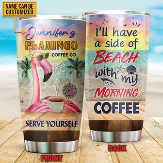 Flamingo Coffee Co Side Of Beach Custom Tumbler - Beach Gift - Thegiftio UK