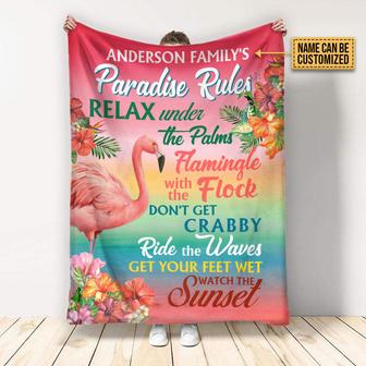Flamingo Paradise Rules Custom Blanket, Beach Gift, Flamingo Gift - Thegiftio UK