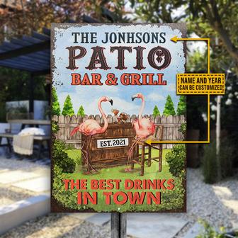 Flamingo Patio Best Drinks In Town Custom Metal Sign - Gift - Thegiftio UK