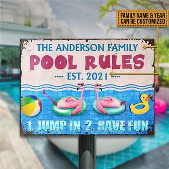 Flamingo Swimming Pool Jump In Custom Metal Sign - Gift - Thegiftio UK