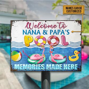Flamingo Swimming Pool Memories Made Here Custom Metal Sign - Thegiftio UK