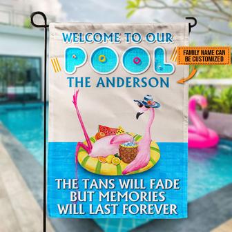 Flamingo Swimming Pool Tan Will Fade Custom Flag - Gift - Thegiftio UK