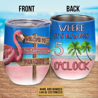 Flamingo Welcome To Paradise Custom Wine Tumbler - Gift - Thegiftio UK